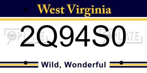 2Q94S0 West Virginia License Plate