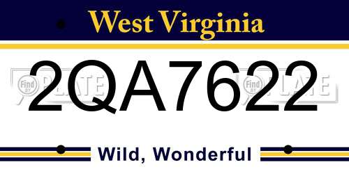 2QA7622 West Virginia License Plate