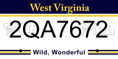 2QA7672 West Virginia License Plate