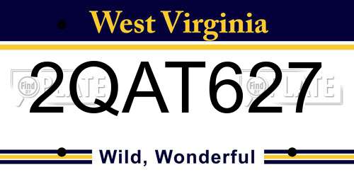 2QAT627 West Virginia License Plate