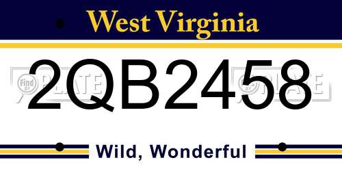 2QB2458 West Virginia License Plate