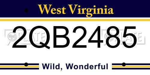 2QB2485 West Virginia License Plate
