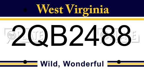 2QB2488 West Virginia License Plate