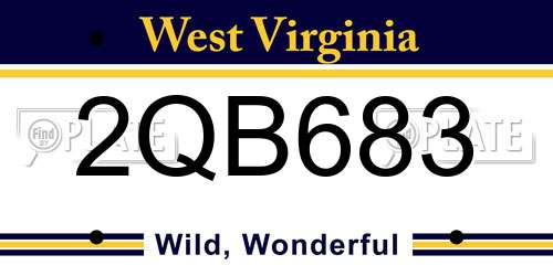 2QB683 West Virginia License Plate