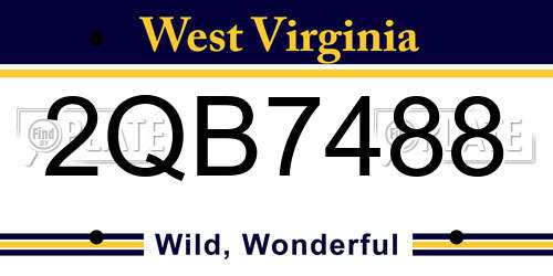 2QB7488 West Virginia License Plate