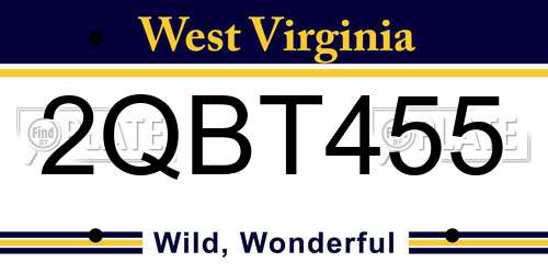 2QBT455 West Virginia License Plate