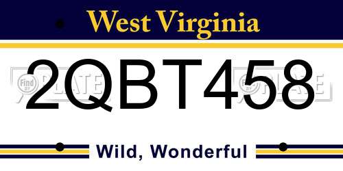 2QBT458 West Virginia License Plate
