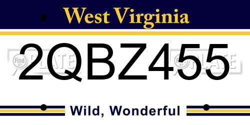 2QBZ455 West Virginia License Plate