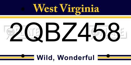 2QBZ458 West Virginia License Plate