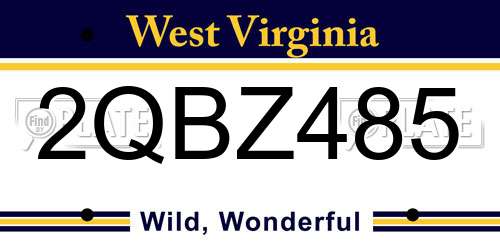 2QBZ485 West Virginia License Plate