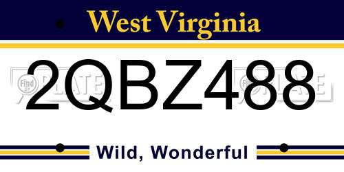 2QBZ488 West Virginia License Plate