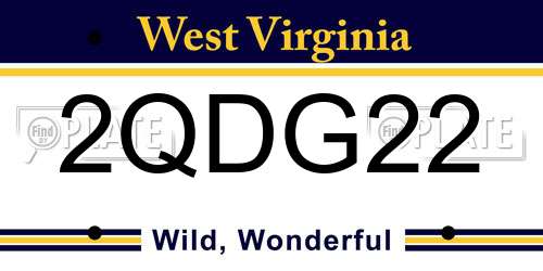 2QDG22 West Virginia License Plate