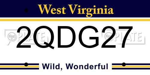 2QDG27 West Virginia License Plate