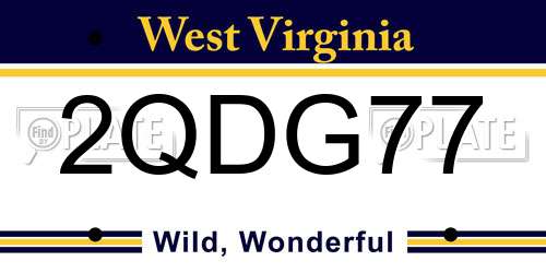 2QDG77 West Virginia License Plate
