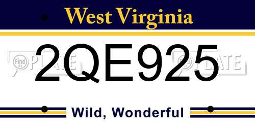 2QE925 West Virginia License Plate