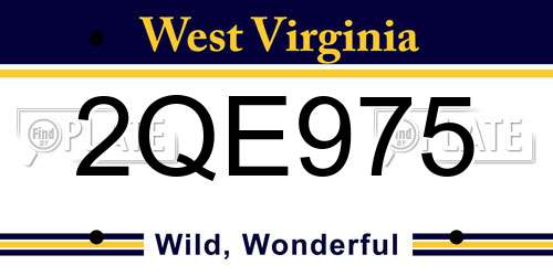 2QE975 West Virginia License Plate
