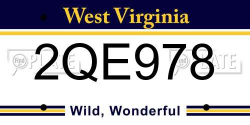 2QE978 West Virginia License Plate