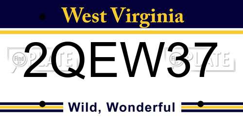 2QEW37 West Virginia License Plate