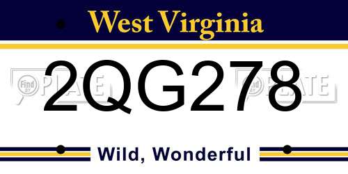 2QG278 West Virginia License Plate