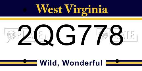 2QG778 West Virginia License Plate