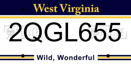 2QGL655 West Virginia License Plate