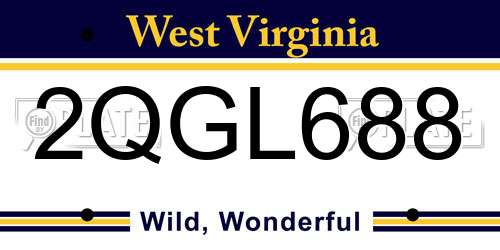 2QGL688 West Virginia License Plate