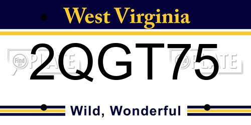 2QGT75 West Virginia License Plate