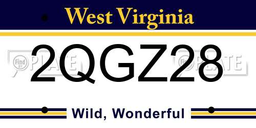 2QGZ28 West Virginia License Plate