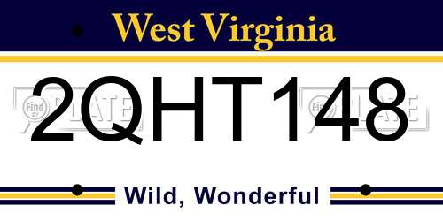 2QHT148 West Virginia License Plate