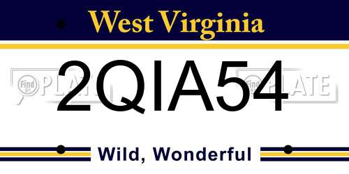 2QIA54 West Virginia License Plate