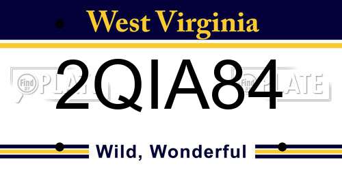 2QIA84 West Virginia License Plate
