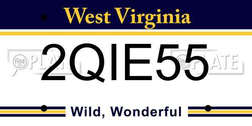 2QIE55 West Virginia License Plate