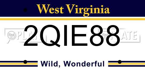 2QIE88 West Virginia License Plate
