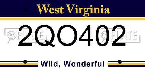 2QO402 West Virginia License Plate