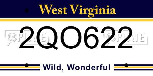 2QO622 West Virginia License Plate