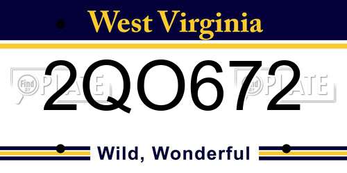 2QO672 West Virginia License Plate
