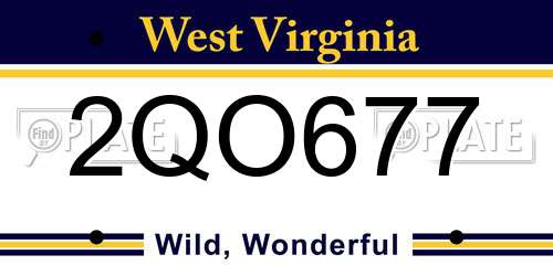 2QO677 West Virginia License Plate
