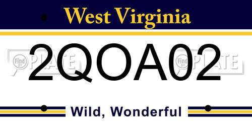 2QOA02 West Virginia License Plate