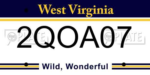 2QOA07 West Virginia License Plate