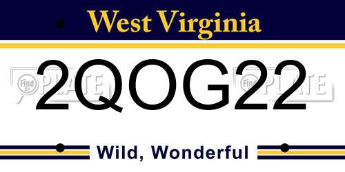 2QOG22 West Virginia License Plate