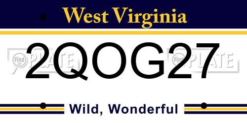 2QOG27 West Virginia License Plate