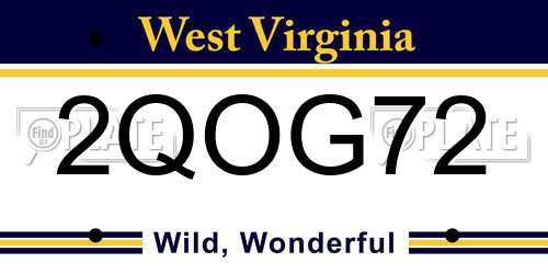 2QOG72 West Virginia License Plate