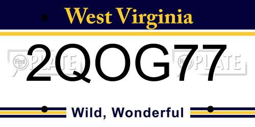 2QOG77 West Virginia License Plate