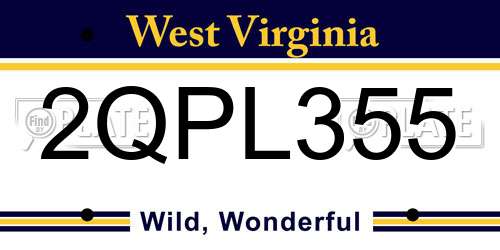 2QPL355 West Virginia License Plate