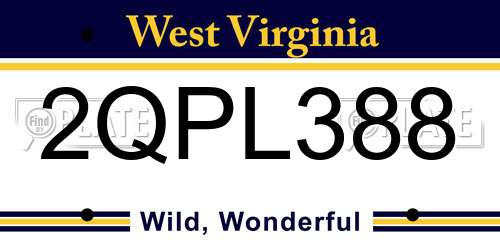 2QPL388 West Virginia License Plate