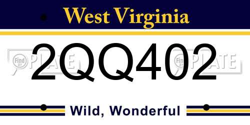 2QQ402 West Virginia License Plate