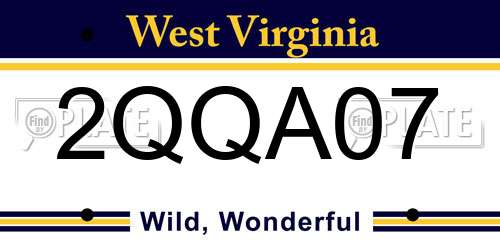 2QQA07 West Virginia License Plate