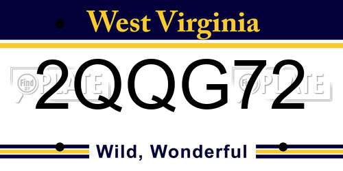 2QQG72 West Virginia License Plate