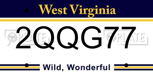 2QQG77 West Virginia License Plate