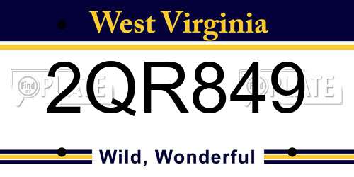 2QR849 West Virginia License Plate